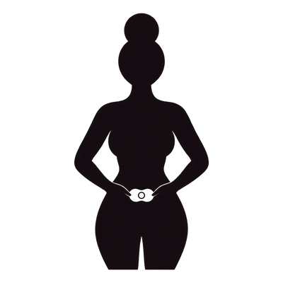 Illustration of a woman placing HALO on her lower belly
